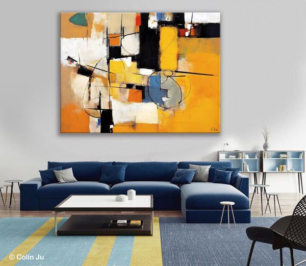 Acrylic Abstract Painting Behind Sofa, Large Original Painting on Canvas, Acrylic Painting for Sale, Living Room Wall Art Paintings, Buy Paintings Online-ArtWorkCrafts.com