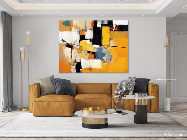 Acrylic Abstract Painting Behind Sofa, Large Original Painting on Canvas, Acrylic Painting for Sale, Living Room Wall Art Paintings, Buy Paintings Online-ArtWorkCrafts.com