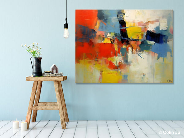 Acrylic Paintings on Canvas, Large Paintings Behind Sofa, Palette Knife Paintings, Abstract Painting for Living Room, Original Modern Paintings-ArtWorkCrafts.com