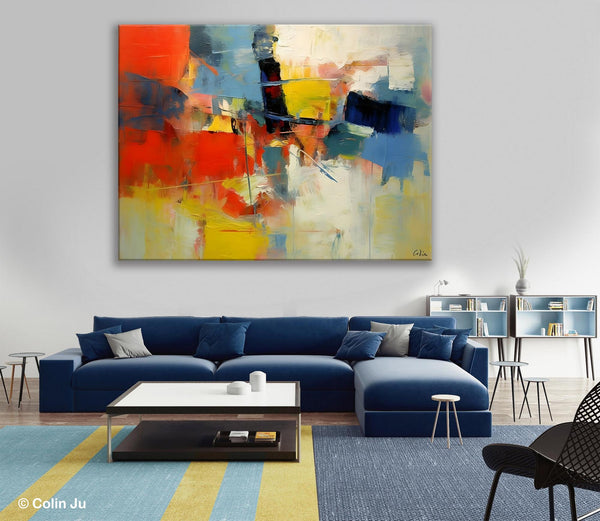 Acrylic Paintings on Canvas, Large Paintings Behind Sofa, Palette Knife Paintings, Abstract Painting for Living Room, Original Modern Paintings-ArtWorkCrafts.com