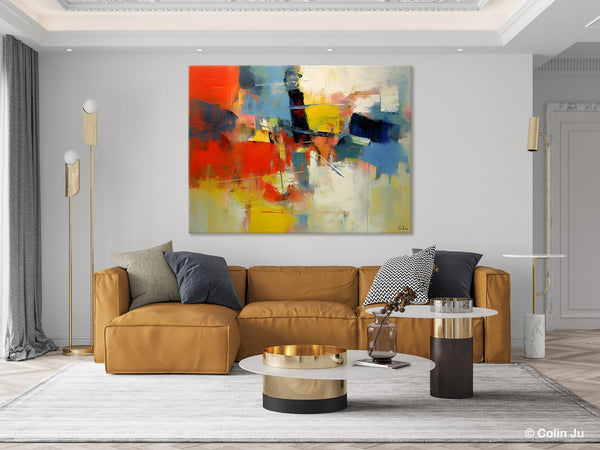 Acrylic Paintings on Canvas, Large Paintings Behind Sofa, Palette Knife Paintings, Abstract Painting for Living Room, Original Modern Paintings-ArtWorkCrafts.com