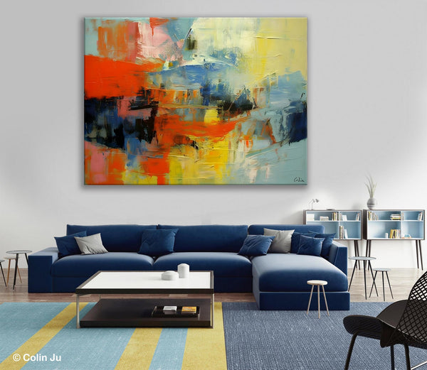 Modern Canvas Painting, Living Room Wall Art Ideas, Buy Abstract Art Online, Heavy Texture Art, Original Acrylic Painting on Canvas-ArtWorkCrafts.com