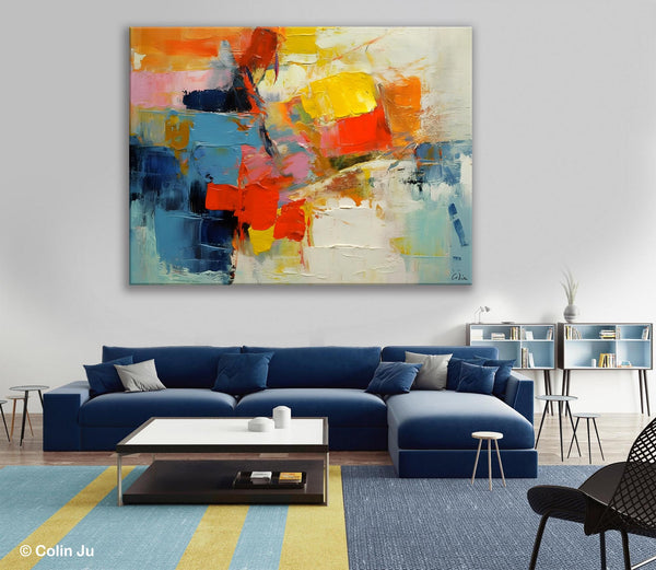 Abstract Acrylic Paintings for Living Room, Original Modern Contemporary Artwork, Buy Paintings Online, Oversized Canvas Artwork-ArtWorkCrafts.com