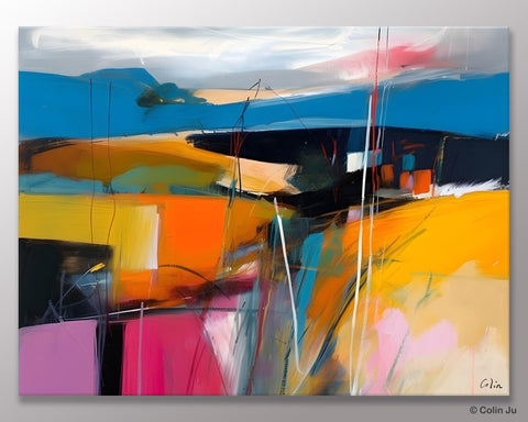 Large Painting on Canvas, Buy Large Paintings Online, Simple Modern Art, Original Contemporary Abstract Art, Bedroom Canvas Painting Ideas-ArtWorkCrafts.com