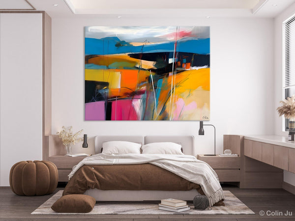 Large Painting on Canvas, Buy Large Paintings Online, Simple Modern Art, Original Contemporary Abstract Art, Bedroom Canvas Painting Ideas-ArtWorkCrafts.com