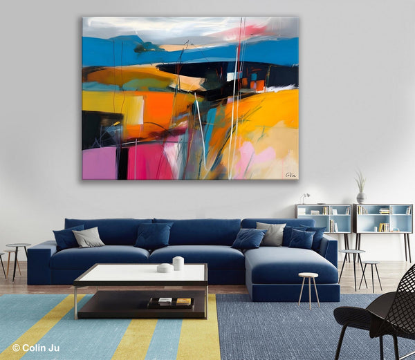 Large Painting on Canvas, Buy Large Paintings Online, Simple Modern Art, Original Contemporary Abstract Art, Bedroom Canvas Painting Ideas-ArtWorkCrafts.com