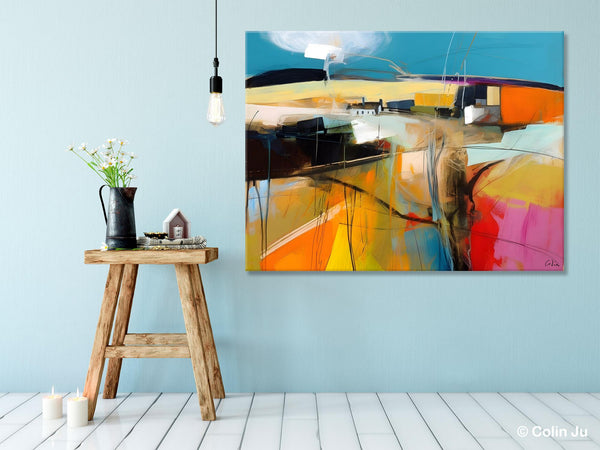 Wall Art Paintings, Simple Landscape Abstract Painting, Original Acrylic Paintings on Canvas, Large Paintings for Bedroom, Buy Paintings Online-ArtWorkCrafts.com