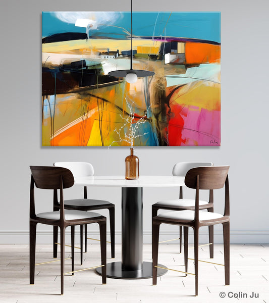 Wall Art Paintings, Simple Landscape Abstract Painting, Original Acrylic Paintings on Canvas, Large Paintings for Bedroom, Buy Paintings Online-ArtWorkCrafts.com