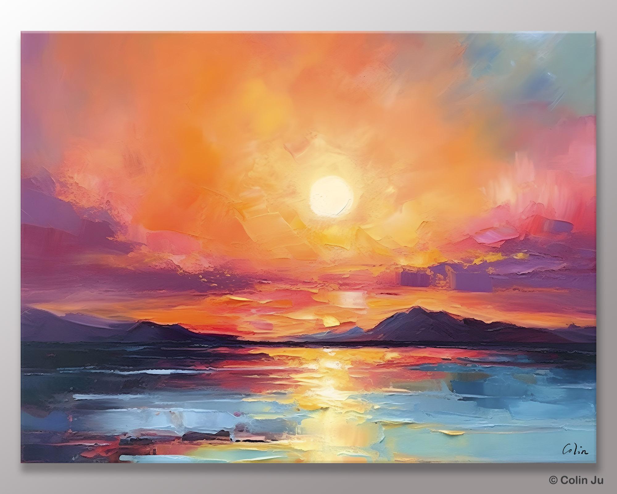 Simple Wall Art Ideas, Original Landscape Abstract Painting, Dining Room Abstract Paintings, Large Landscape Canvas Paintings, Buy Art Online-ArtWorkCrafts.com