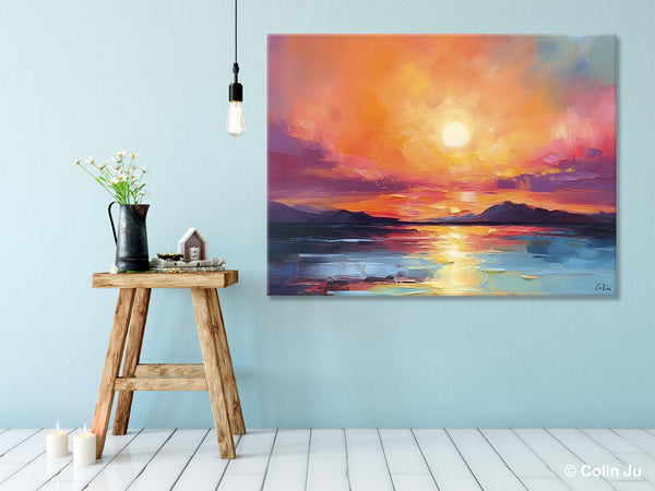 Simple Wall Art Ideas, Original Landscape Abstract Painting, Dining Room Abstract Paintings, Large Landscape Canvas Paintings, Buy Art Online-ArtWorkCrafts.com
