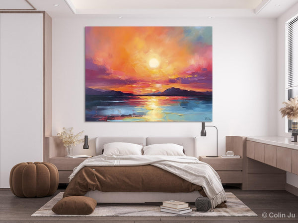 Simple Wall Art Ideas, Original Landscape Abstract Painting, Dining Room Abstract Paintings, Large Landscape Canvas Paintings, Buy Art Online-ArtWorkCrafts.com