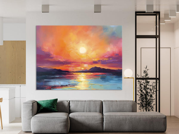 Simple Wall Art Ideas, Original Landscape Abstract Painting, Dining Room Abstract Paintings, Large Landscape Canvas Paintings, Buy Art Online-ArtWorkCrafts.com