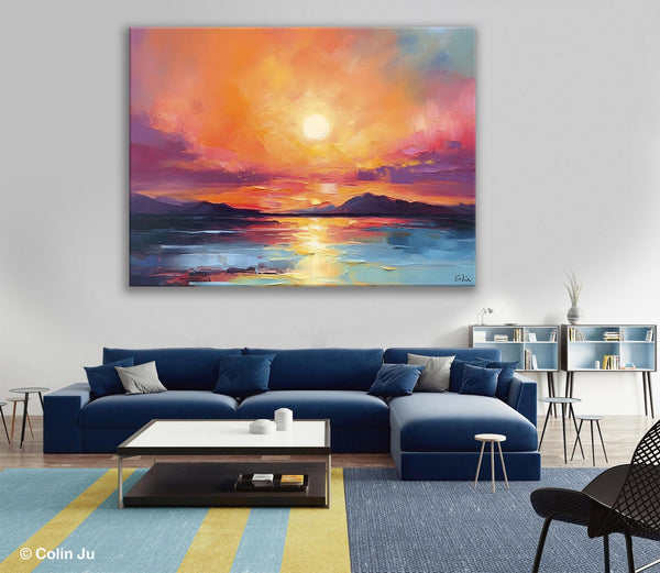 Simple Wall Art Ideas, Original Landscape Abstract Painting, Dining Room Abstract Paintings, Large Landscape Canvas Paintings, Buy Art Online-ArtWorkCrafts.com