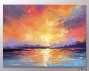 Modern Acrylic Artwork, Original Landscape Wall Art Paintings, Oversized Modern Canvas Paintings, Large Abstract Painting for Dining Room-ArtWorkCrafts.com
