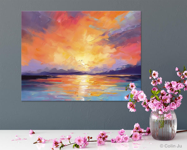 Modern Acrylic Artwork, Original Landscape Wall Art Paintings, Oversized Modern Canvas Paintings, Large Abstract Painting for Dining Room-ArtWorkCrafts.com
