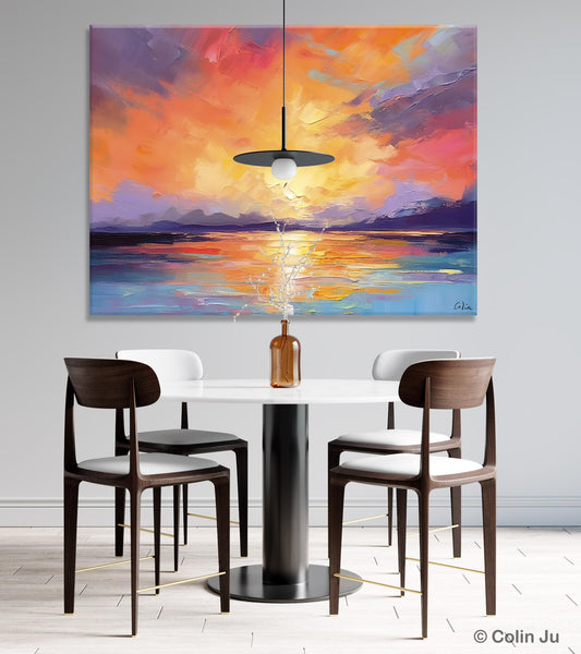 Modern Acrylic Artwork, Original Landscape Wall Art Paintings, Oversized Modern Canvas Paintings, Large Abstract Painting for Dining Room-ArtWorkCrafts.com