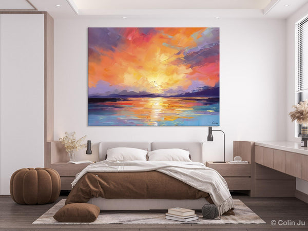 Modern Acrylic Artwork, Original Landscape Wall Art Paintings, Oversized Modern Canvas Paintings, Large Abstract Painting for Dining Room-ArtWorkCrafts.com