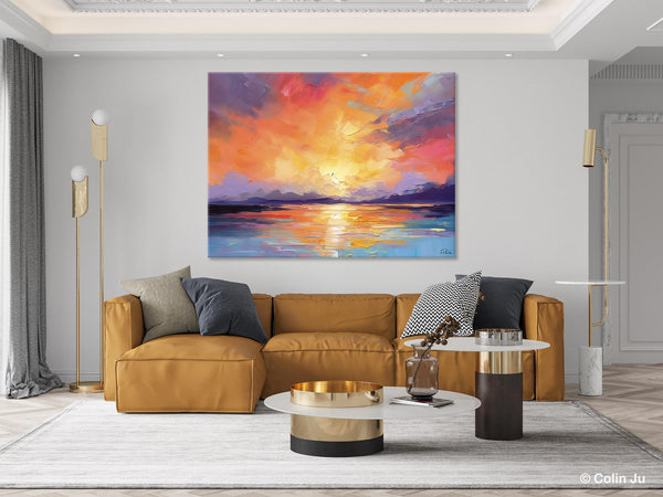 Modern Acrylic Artwork, Original Landscape Wall Art Paintings, Oversized Modern Canvas Paintings, Large Abstract Painting for Dining Room-ArtWorkCrafts.com