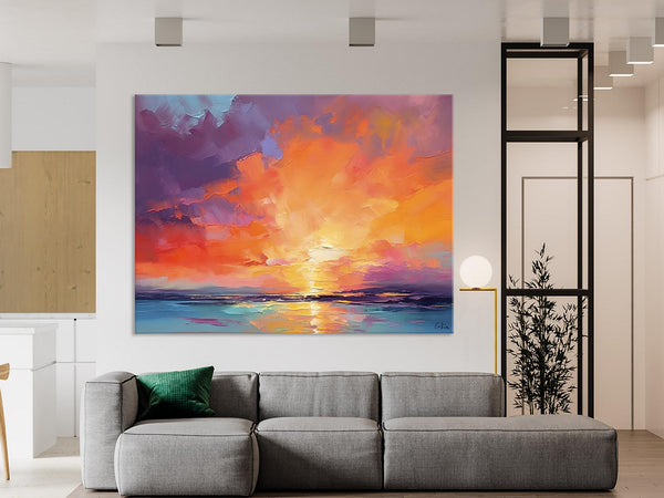 Landscape Acrylic Art, Large Abstract Painting for Living Room, Original Abstract Wall Art, Landscape Canvas Art, Hand Painted Canvas Art-ArtWorkCrafts.com