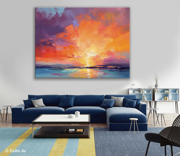 Landscape Acrylic Art, Large Abstract Painting for Living Room, Original Abstract Wall Art, Landscape Canvas Art, Hand Painted Canvas Art-ArtWorkCrafts.com