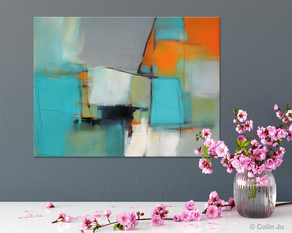 Dining Room Canvas Painting, Original Modern Acrylic Paintings, Contemporary Abstract Artwork, Large Canvas Painting for Office-ArtWorkCrafts.com