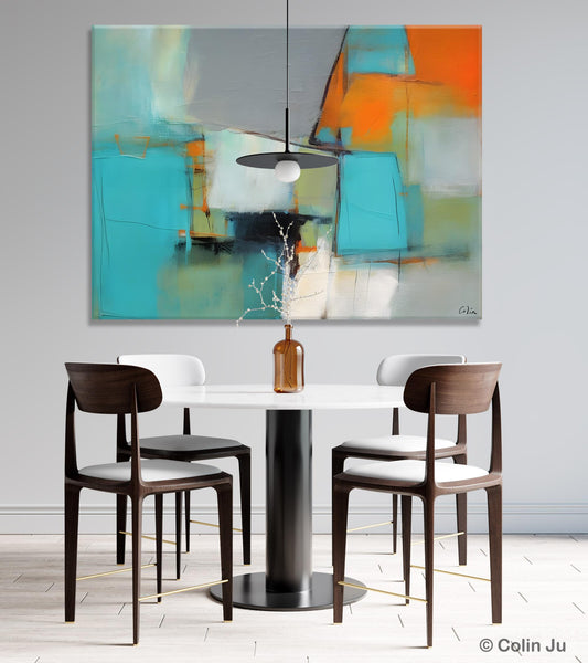 Dining Room Canvas Painting, Original Modern Acrylic Paintings, Contemporary Abstract Artwork, Large Canvas Painting for Office-ArtWorkCrafts.com