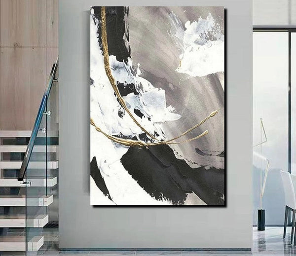 Large Paintings for Living Room, Black Acrylic Paintings, Buy Art Online, Modern Wall Art Ideas, Contemporary Canvas Paintings-ArtWorkCrafts.com