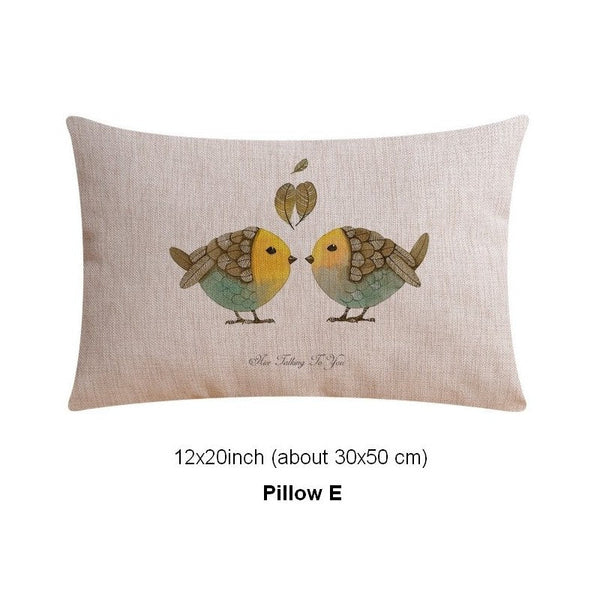 Simple Decorative Pillow Covers, Decorative Sofa Pillows for Children's Room, Love Birds Throw Pillows for Couch, Singing Birds Decorative Throw Pillows-ArtWorkCrafts.com