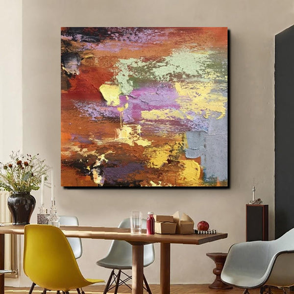 Simple Abstract Paintings, Modern Contemporary Wall Art Ideas, Living Room Acrylic Paintings, Heavy Texture Painting, Hand Painted Canvas Art-ArtWorkCrafts.com