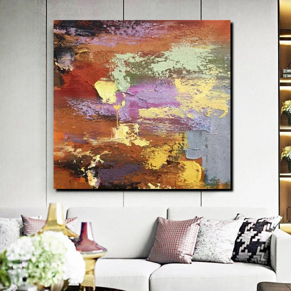 Simple Abstract Paintings, Modern Contemporary Wall Art Ideas, Living Room Acrylic Paintings, Heavy Texture Painting, Hand Painted Canvas Art-ArtWorkCrafts.com
