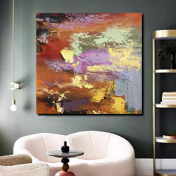 Simple Abstract Paintings, Modern Contemporary Wall Art Ideas, Living Room Acrylic Paintings, Heavy Texture Painting, Hand Painted Canvas Art-ArtWorkCrafts.com