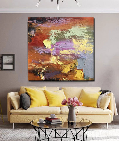 Simple Abstract Paintings, Modern Contemporary Wall Art Ideas, Living Room Acrylic Paintings, Heavy Texture Painting, Hand Painted Canvas Art-ArtWorkCrafts.com