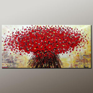 Heavy Texture Painting, Modern Art, Flower Art, Canvas Wall Art, Dining Room Wall Art, Canvas Art, Contemporary Art-ArtWorkCrafts.com