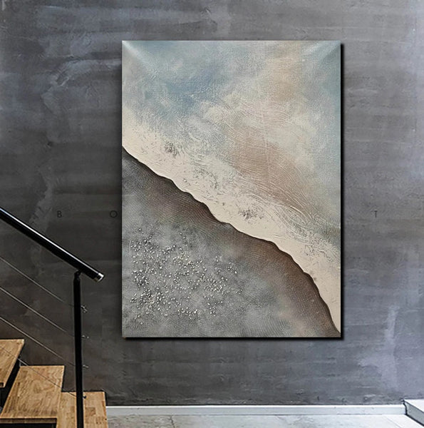 Bedroom Wall Art Ideas, Abstract Seashore Painting, Acrylic Canvas Paintings for Living Room, Simple Wall Art Ideas, Contemporary Paintings-ArtWorkCrafts.com