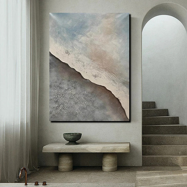 Bedroom Wall Art Ideas, Abstract Seashore Painting, Acrylic Canvas Paintings for Living Room, Simple Wall Art Ideas, Contemporary Paintings-ArtWorkCrafts.com