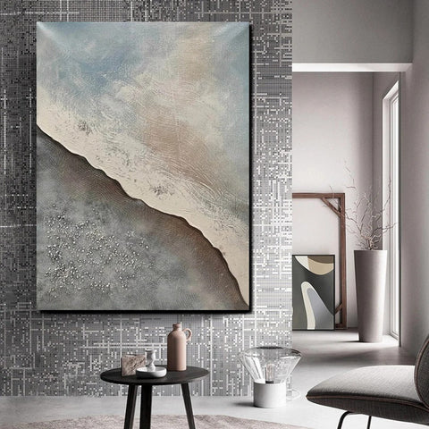 Bedroom Wall Art Ideas, Abstract Seashore Painting, Acrylic Canvas Paintings for Living Room, Simple Wall Art Ideas, Contemporary Paintings-ArtWorkCrafts.com