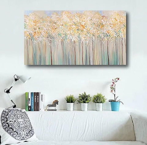 Forest Tree Paintings, Modern Wall Art Paintings, Simple Acrylic Paintings for Dining Room-ArtWorkCrafts.com