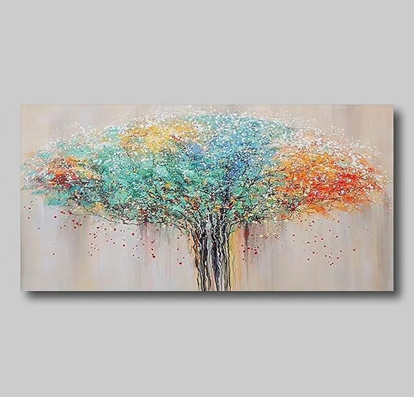 Colorful Tree Paintings, Modern Wall Art Paintings, Simple Modern Paintings for Bedroom-ArtWorkCrafts.com