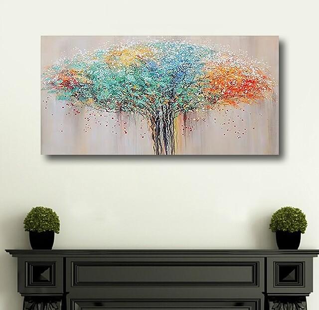 Colorful Tree Paintings, Modern Wall Art Paintings, Simple Modern Paintings for Bedroom-ArtWorkCrafts.com