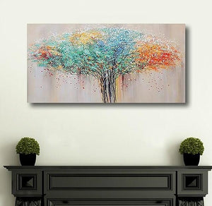 Colorful Tree Paintings, Modern Wall Art Paintings, Simple Modern Paintings for Bedroom-ArtWorkCrafts.com