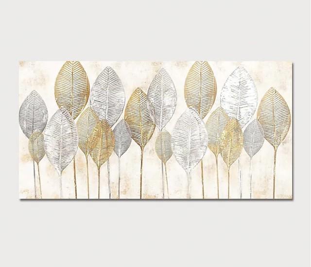Abstract Leaves Paintings, Contemporary Wall Art Paintings, Simple Modern Paintings for Dining Room-ArtWorkCrafts.com