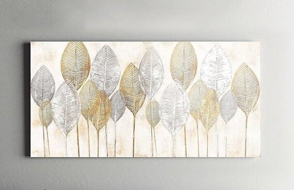 Abstract Leaves Paintings, Contemporary Wall Art Paintings, Simple Modern Paintings for Dining Room-ArtWorkCrafts.com