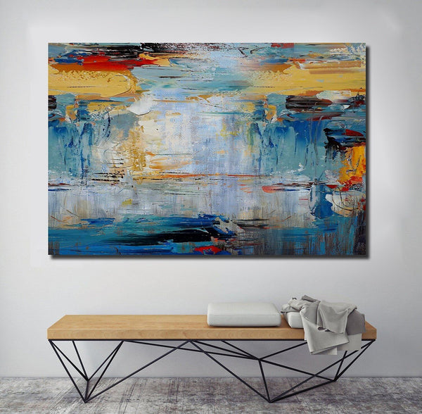 Acrylic Paintings for Living Room, Large Simple Modern Art, Blue Abstract Acrylic Painting, Contemporary Wall Art Paintings-ArtWorkCrafts.com