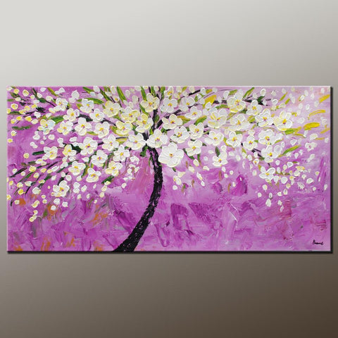 Heavy Texture Painting, Floral Art, Oil Painting, Flower Painting, Canvas Wall Art, Bedroom Wall Art, Canvas Art, Modern Art, Contemporary Art-ArtWorkCrafts.com