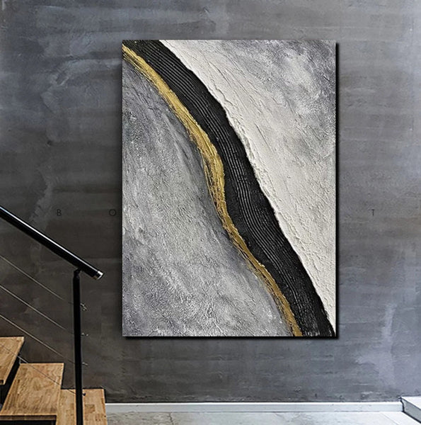 Bedroom Wall Art Ideas, Black Abstract Painting, Acrylic Canvas Paintings for Living Room, Simple Wall Art Ideas, Buy Paintings Online-ArtWorkCrafts.com