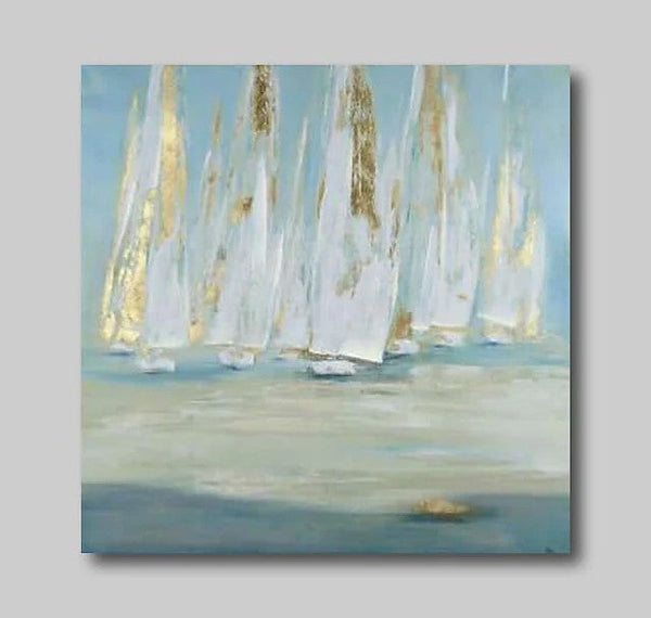 Easy Painting Ideas for Bedroom, Sail Boat Paintings, Acrylic Painting on Canvas, Large Acrylic Canvas Painting, Oversized Canvas Painting for Sale-ArtWorkCrafts.com