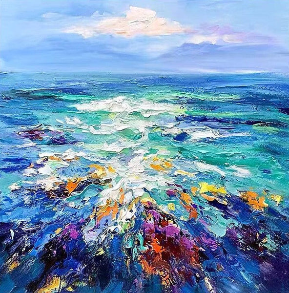 Heavy Texture Paintings, Palette Knife Paniting, Acrylic Painting on Canvas, Modern Acrylic Canvas Painting, Oversized Wall Art Painting for Sale-ArtWorkCrafts.com