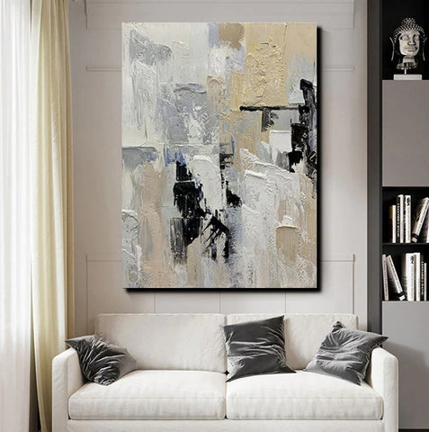 Heavy Texture Painting, Modern Abstract Painting, Simple Wall Art Ideas, Dining Room Abstract Painting, Acrylic Canvas Paintings-ArtWorkCrafts.com