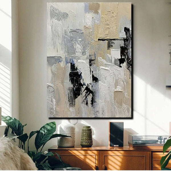 Heavy Texture Painting, Modern Abstract Painting, Simple Wall Art Ideas, Dining Room Abstract Painting, Acrylic Canvas Paintings-ArtWorkCrafts.com