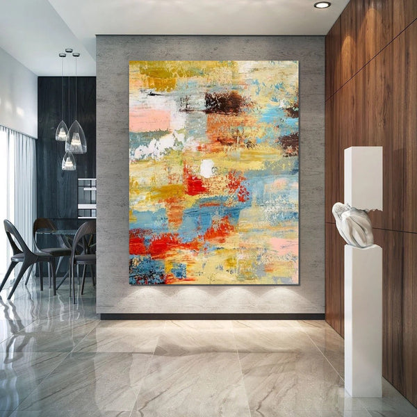 Contemporary Modern Art Paintings, Simple Modern Art, Living Room Wall Art Ideas, Palette Knife Paintings, Large Modern Art Ideas-ArtWorkCrafts.com